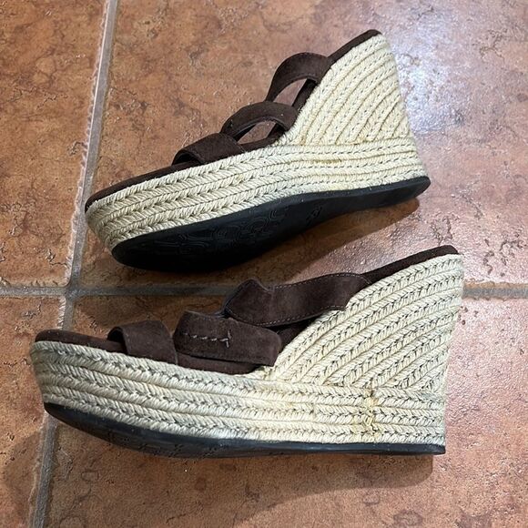 Ugg Tawnie brown suede espadrille wedges size 9 - Picture 8 of 10